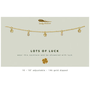 Gold Dangle Necklace - Lots of Luck