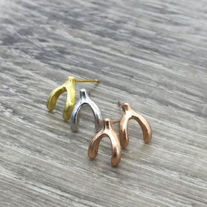 Brushed Wishbone Earring Brushed Stainless Steel Hypoallergenic Silver