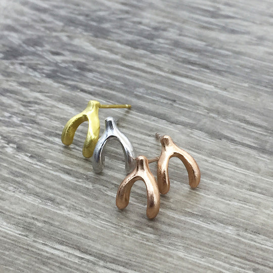 Brushed Wishbone Earring Brushed Stainless Steel Hypoallergenic