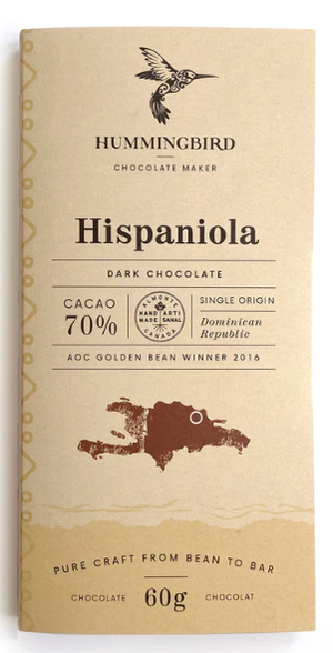 
            
                Load image into Gallery viewer, Hummingbird Chocolate: Hispanola 70% Chocolate Bar 60g
            
        