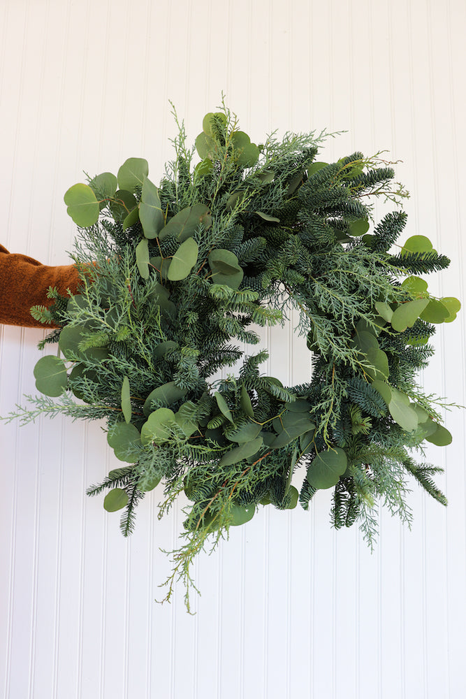 
            
                Load image into Gallery viewer, 14&amp;quot; Mixed Eucalyptus Wreath - St. Gabriel Elementary School
            
        