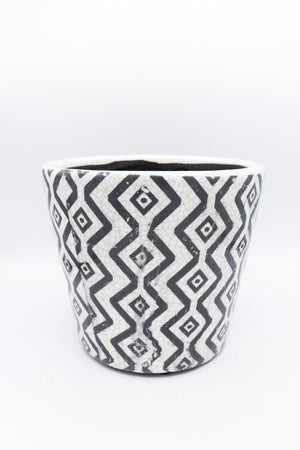 
            
                Load image into Gallery viewer, 6.3&amp;quot; Tapered Planter Black/White (Multiple Patterns)
            
        