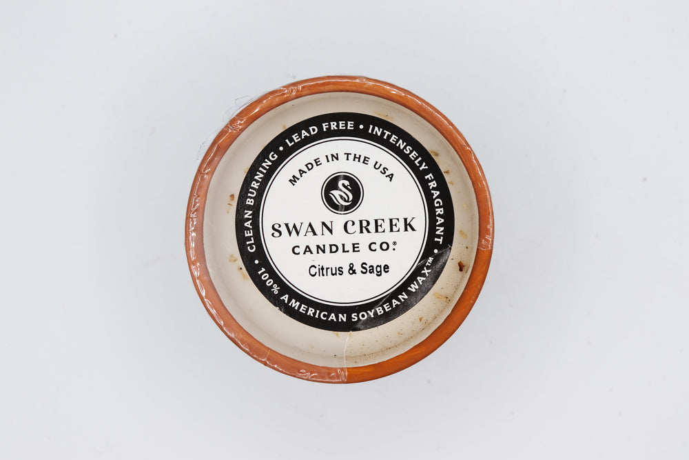 Swan Creek Candle: Citrus & Sage (Mediterranean Small Flower Pot)