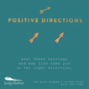 
            
                Load image into Gallery viewer, Positive Arrow Gold Earrings
            
        