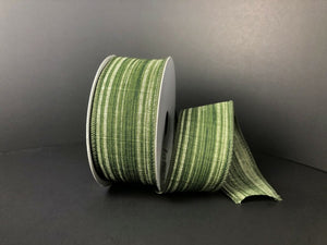 Green Leaf Stripes Ribbon (Multiple Sizes)