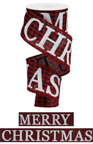 
            
                Load image into Gallery viewer, 2.5&amp;quot;x10yds Merry Christmas Red/Black/White Gingham Check
            
        