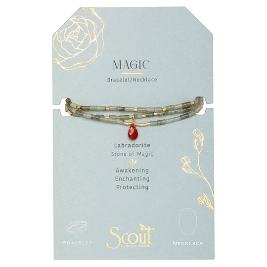 Scout Teardrop Stone Wrap: Labradorite/Fuchsia/Gold