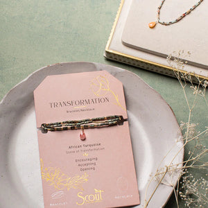 Scout Teardrop Stone Wrap: African Turquoise/Watermelon/Gold