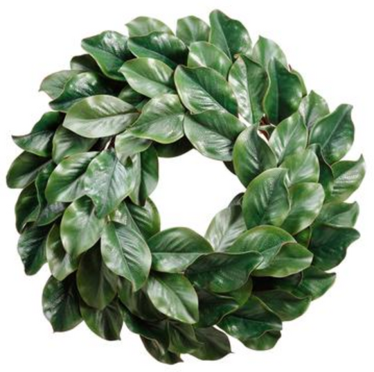 24" Deluxe Magnolia Leaf Wreath Green - Florals and Foliage