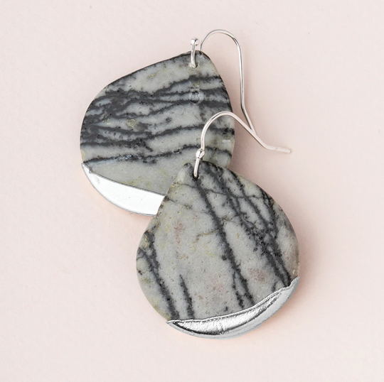 Stone Dipped Teardrop Earring - Picasso Jasper/Silver
