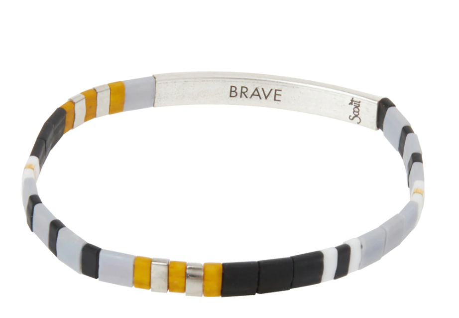 
            
                Load image into Gallery viewer, Scout Good Karma Miyuki Bracelet | Brave: Gray/Black/Silver
            
        