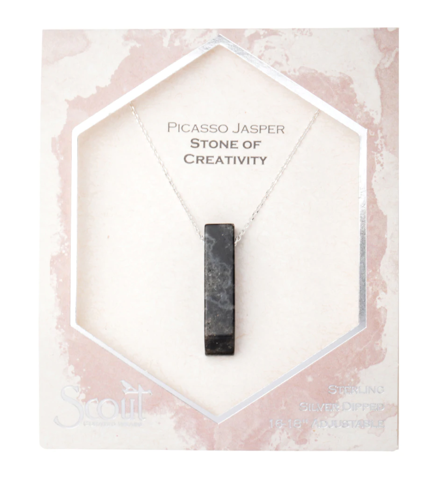
            
                Load image into Gallery viewer, Stone Pt Necklace - Picasso Jasper/Silver
            
        