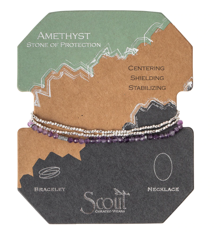 Scout Delicate Stone Bracelet/Necklace- Amethyst/Silver