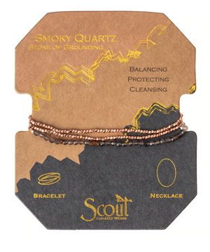 Scout Delicate Stone Bracelet/Necklace - Smoky Quartz/ Rose Gold