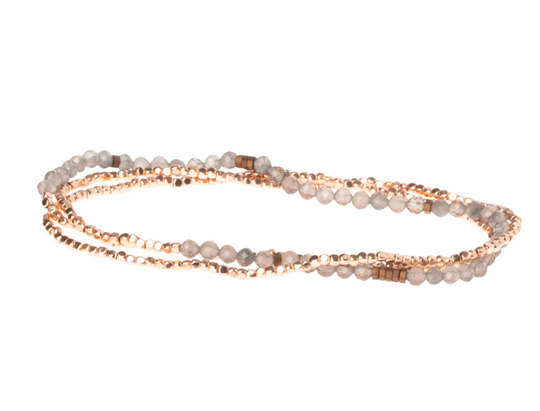 Scout Delicate Stone Bracelet/Necklace - Smoky Quartz/ Rose Gold