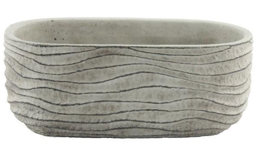 9"x3" Cement Waves Oval Planter