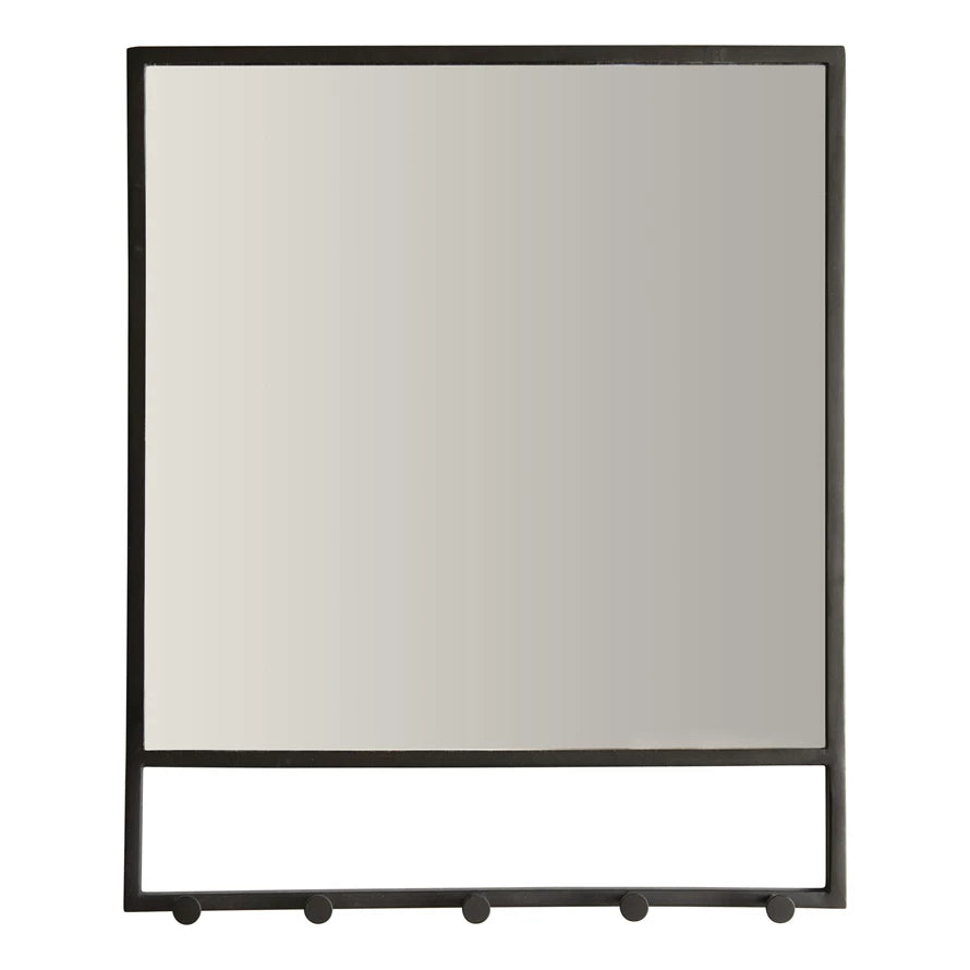 20"x24" Metal Wall Mirror with 5 Hooks