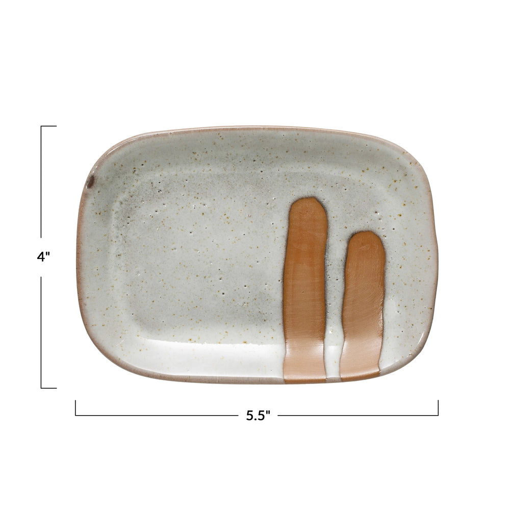 
            
                Load image into Gallery viewer, 5.5&amp;quot;L Stoneware Plate with Reactive Glaze
            
        