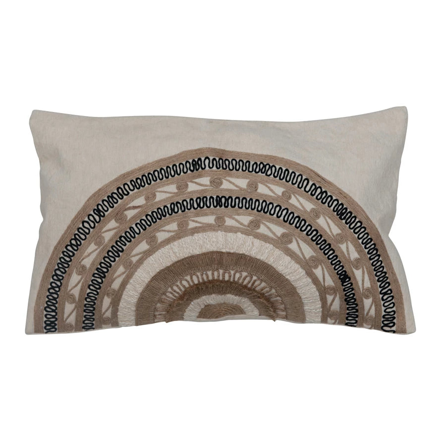 20"x12" Cotton/Linen Embroidered Pillow - Everyday Textiles