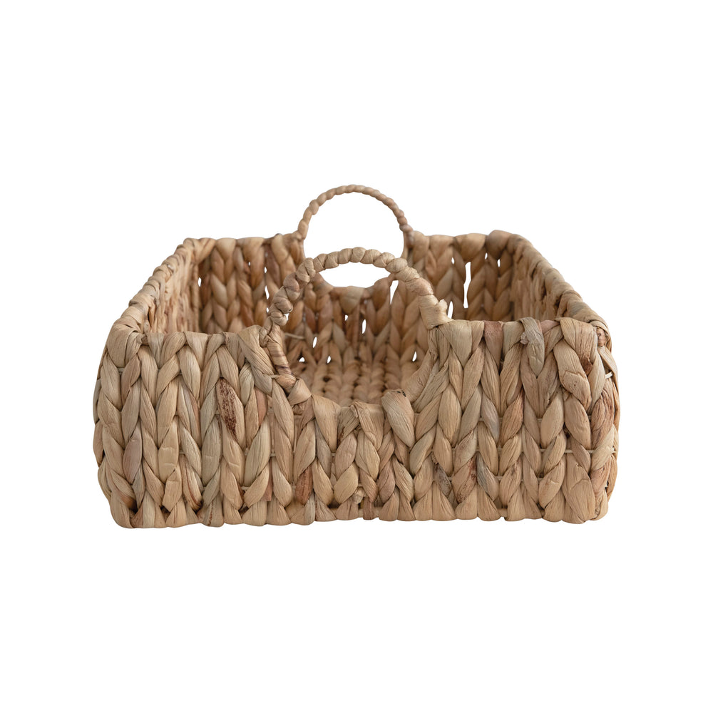 18"x4" Hand-Woven Water Hyacinth Tray with Handles