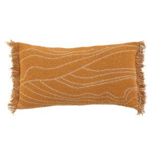 
            
                Load image into Gallery viewer, 26&amp;quot;x14&amp;quot; Cotton Blend Lumbar Pillow with Wave Design &amp;amp; Fringe Orange - Everyday Textiles
            
        
