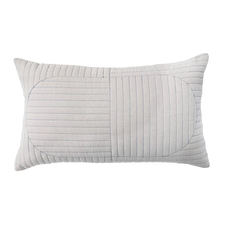 
            
                Load image into Gallery viewer, Cotton Chambray Quilted Lumbar Pillow  24&amp;quot; x 16&amp;quot; - Everyday Textiles
            
        