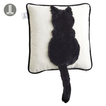 15" Black & Beige Cat Pillow