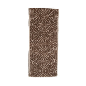 72"x14" Brown Natural Table Runner with Pattern & Frayed Edges