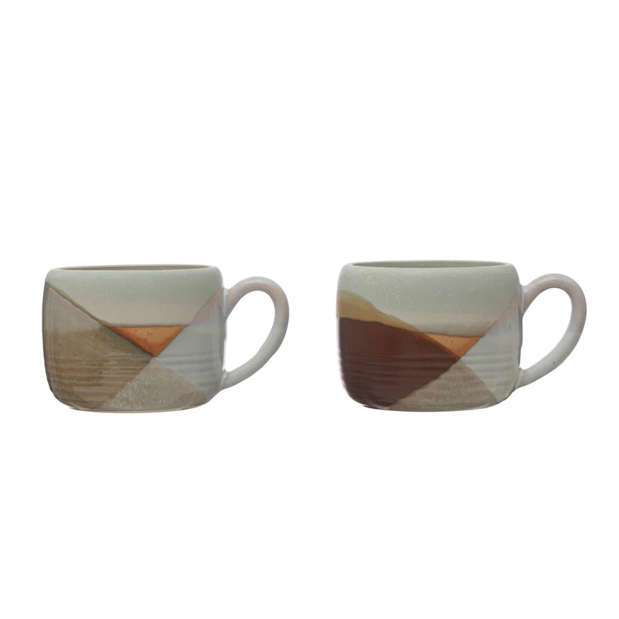 4" Stoneware Mug with Design (Assorted)
