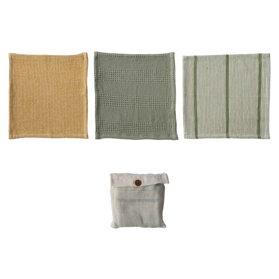 
            
                Load image into Gallery viewer, Cotton Waffle Weave Dish Cloths w/ Loop, Set of 3 in Bag
            
        