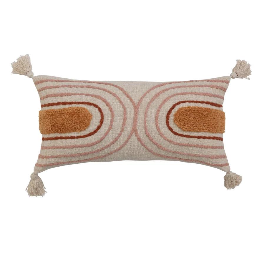24" x 12" Cotton Tufted Lumbar Pillow w/ Tassels - Everyday Textiles