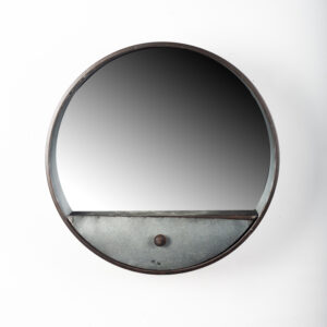 Metal Wall Mirror w Shelf & Drawer