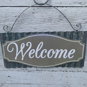 13"x5" Corrugated Tin Welcome sign - Everyday Clearance