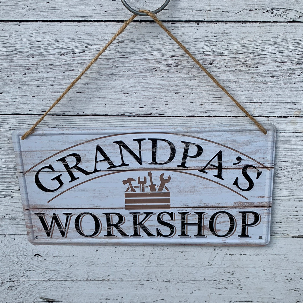 12x6 Tin Grandpa's Workshop sign - Everyday Clearance