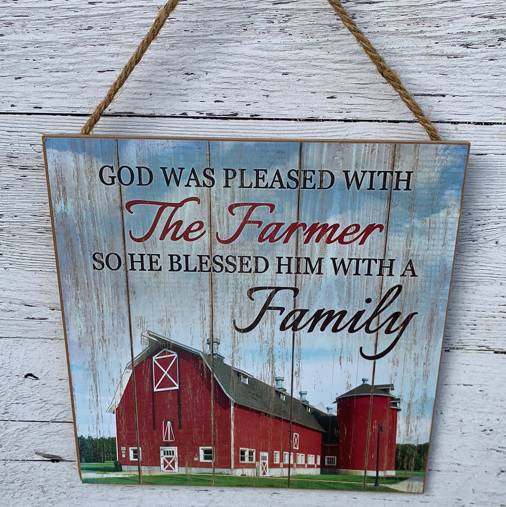 
            
                Load image into Gallery viewer, 10&amp;quot;Square Farmer Blessed W/Family Sign - Everyday Clearance
            
        