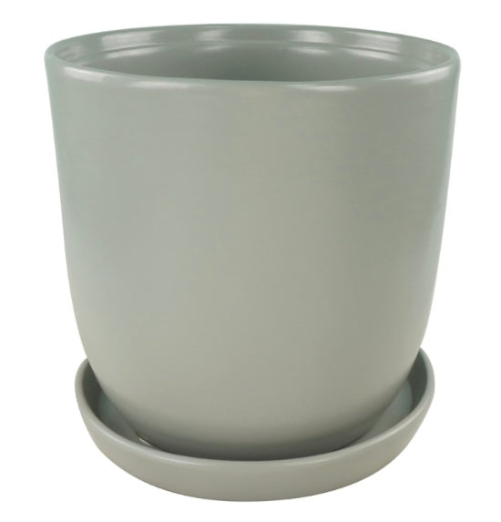 
            
                Load image into Gallery viewer, Eastham Egg Pot with Attached Saucer: Matte Gray (Multiple Sizes)
            
        