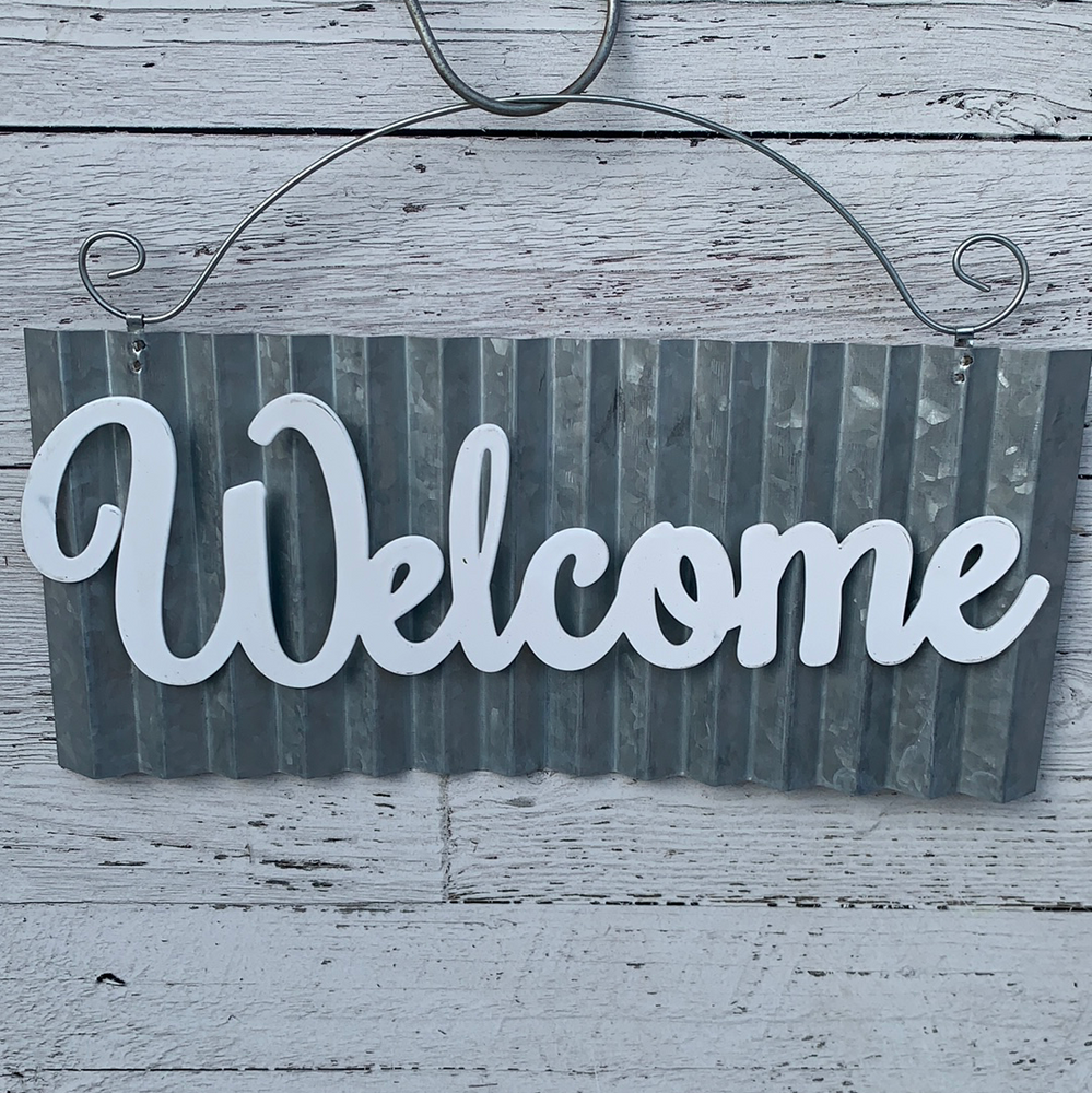 
            
                Load image into Gallery viewer, 13&amp;quot;x5 Corrugated Tin Welcome Sign - Everyday Clearance
            
        