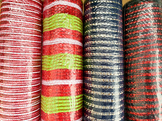 10"x10yds Holiday Striped Mesh (Assorted)