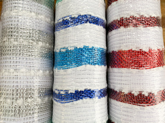 Holiday Snowball Mesh- 10" x 10 yards