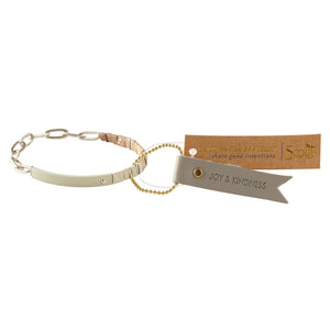 Good Karma Ombre Bracelet with Chain - Joy & Kindness Ivory Silver