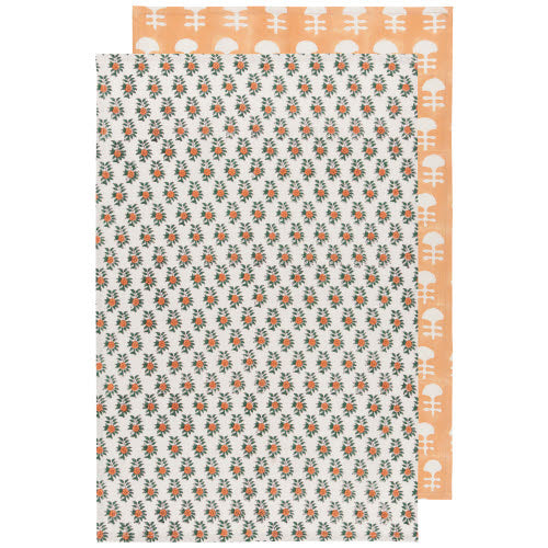 Block Print Gather Tea Towel - Set of 2