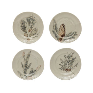 Debossed Stoneware Plate, 4 Styles