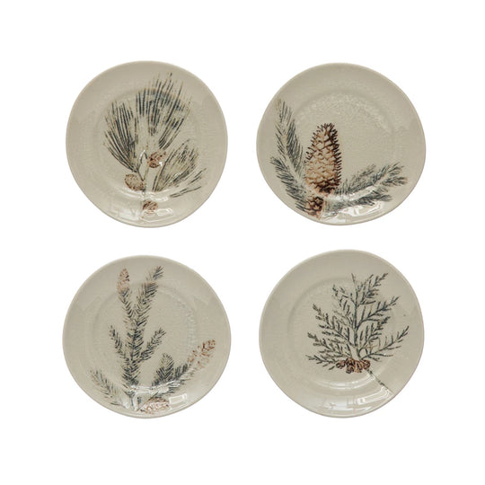 Debossed Stoneware Plate, 4 Styles