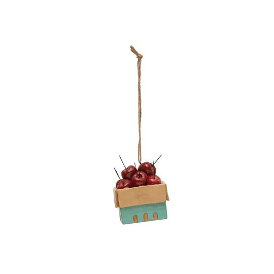2-1/2"H Resin Cherries in Fruit Box Ornament, Multi Color